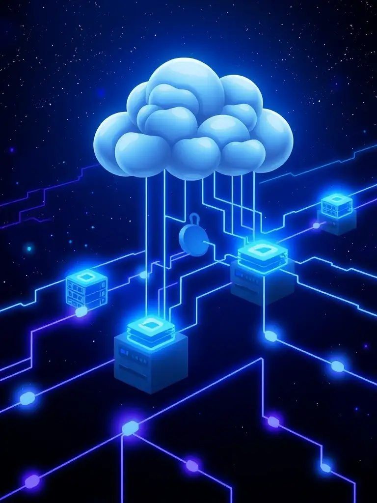 A visually appealing graphic representing data migration to the cloud, showing data flowing securely from on-premises servers to a cloud environment.